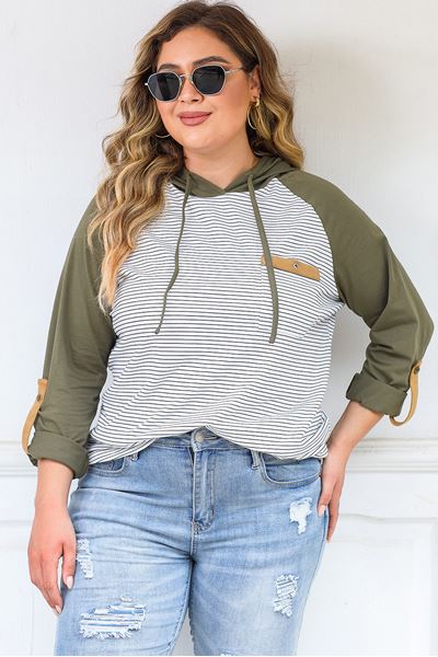 Picture of PLUS SIZE TOP STRIPED WITH BUTTONS AND POCKET